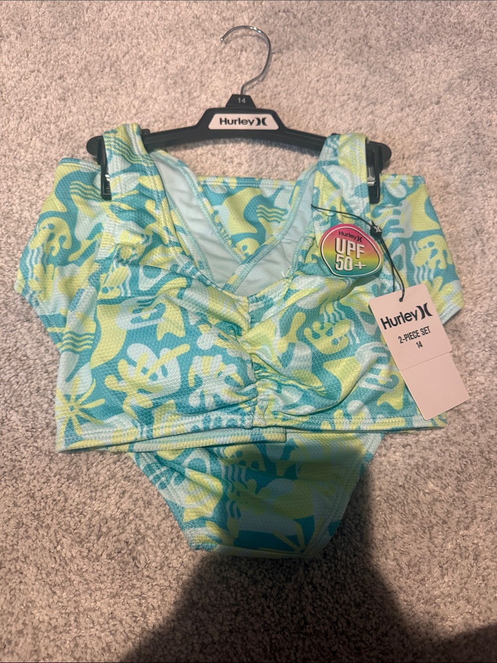 Hurley Blue & Lime Floral Kids Two-Piece Swim Set